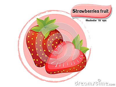 Vector Strawberries fruit isolated on color background,illustrator 10 eps Vector Illustration