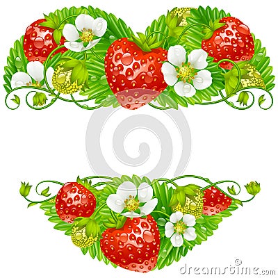 Vector strawberry frame in the shape of heart Vector Illustration