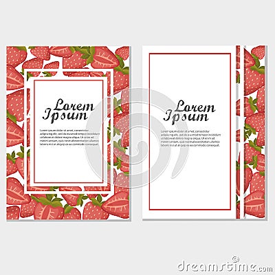 Strawberry banners. Design for sweets and pastries filled with strawberry Vector Illustration