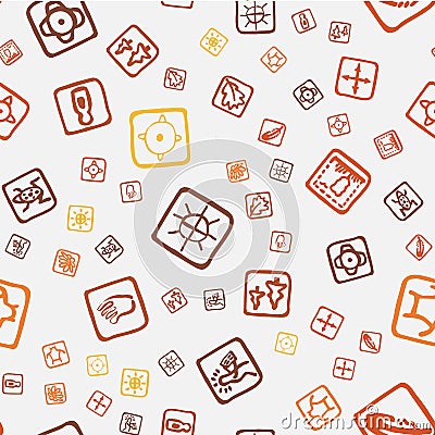 Vector streamless pattern with topographic icons. Drawing doodling map elements Vector Illustration