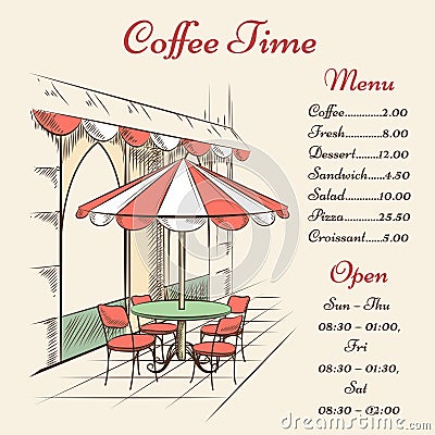 Vector street cafe poster Vector Illustration