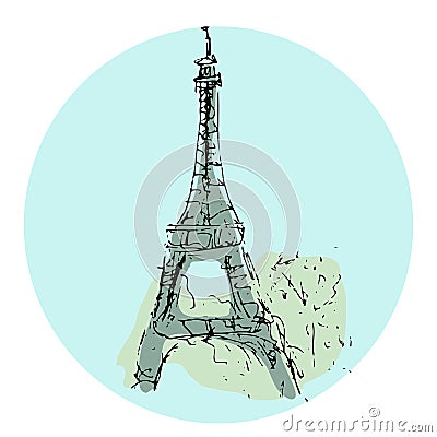 Vector Streets Of Paris. Eiffele Tower. Hand Drawn Illustration. Vector Illustration