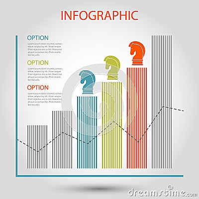 Vector striped bar growth graph Vector Illustration