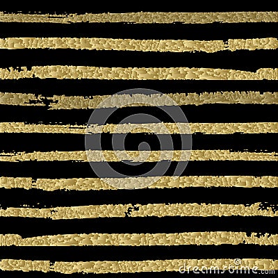 Vector striped pattern. Black and gold brush stripes Vector Illustration