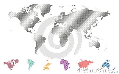 Vector striped world map Vector Illustration