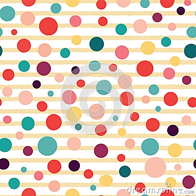 Vector stripes and dots seamless pattern on white background Vector Illustration