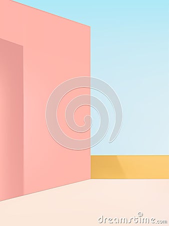 Vector Studio Shot Product Display Background with Pastel Wall and Light Blue Sky Colors for Beauty and Healthcare Products Vector Illustration