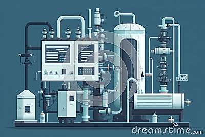 vector style Water Filtration and Purification Plant Stock Photo