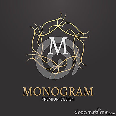 Vector Stylish elegant monogram design logo template. Vector Illustration