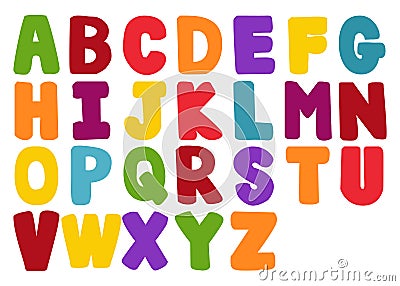 Vector of stylized colorful font and alphabet Vector Illustration