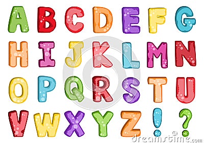 Vector of stylized colorful font and alphabet Vector Illustration