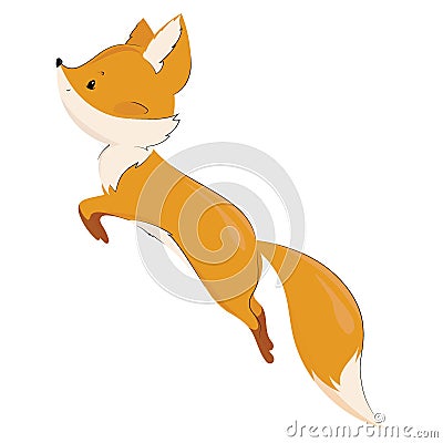 Vector stylized fox in a jump. A cartoon fox. Forest inhabitants. Illustration for children. Wild animal. Vector Illustration