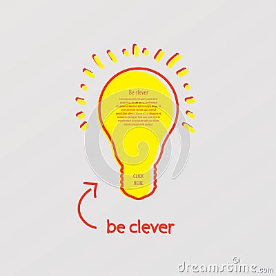 Vector stylized light bulb in modern design. Concept - think, cl Vector Illustration