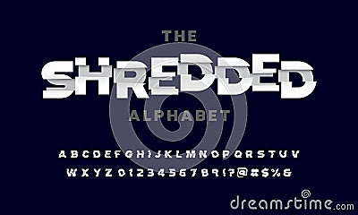 Shredded font Vector Illustration