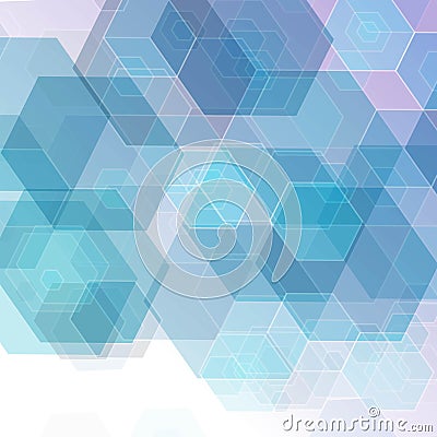 Vector subtle light blue abstract geometric hexagonal background. eps 10 Vector Illustration