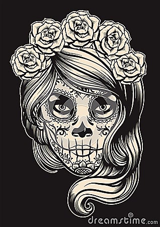 Sugar skull girl Vector Illustration