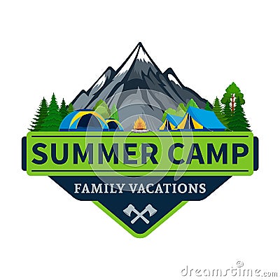 Vector summer camp logo Vector Illustration