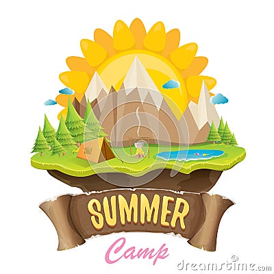 Vector summer campinng concept illustration Vector Illustration