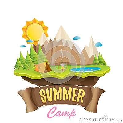 Vector summer campinng concept illustration Vector Illustration