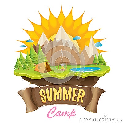 Vector summer campinng concept illustration Vector Illustration