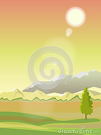 Vector summer landscape. Background for browser games Stock Photo