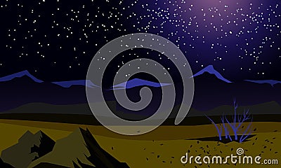 Vector summer landscape. Night landscape. Vector Illustration