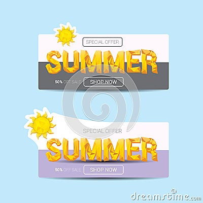 Vector summer sale template banner. Vector Illustration