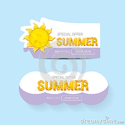 Vector summer sale template banner. Vector Illustration