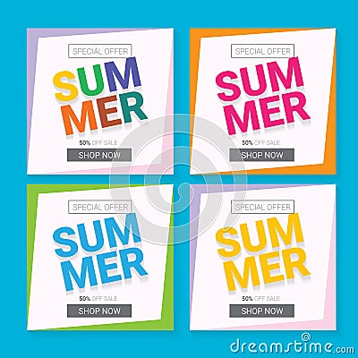 Vector summer sale template banner. Vector Illustration