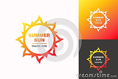 Vector summer sun logo set gradient style for travel firm Vector Illustration