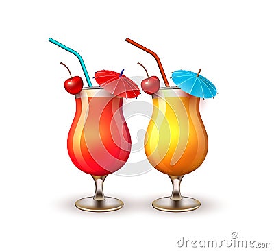 Vector summer vacation realistic cocktail glass Vector Illustration