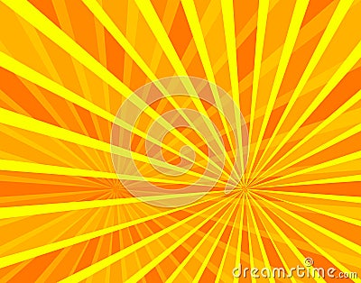 Vector Sun Beams Background, Bright Orange and Yellow Colors, Stage Illumination Backdrop. Vector Illustration