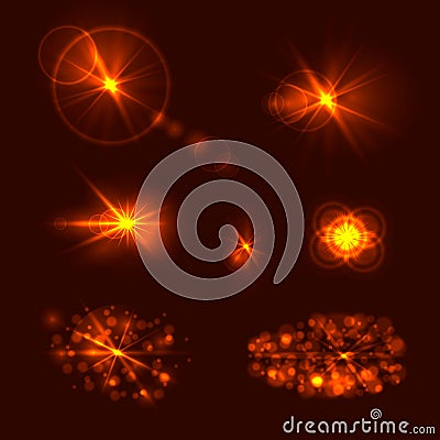 Vector Sun Shine Effects Set, Glare Illustration. Vector Illustration