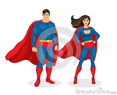 Vector Superhero Couple Vector Illustration