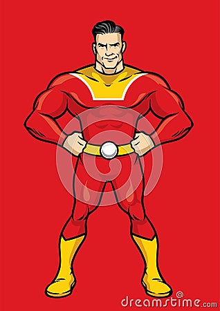 Superhero pose with hands on hips Vector Illustration