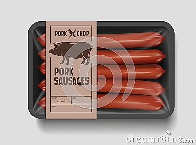 Vector supermarket pork sausages Vector Illustration