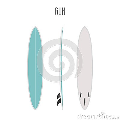 Vector surf gun board with three sides Vector Illustration