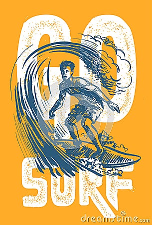 Vector surf man. Vector Illustration