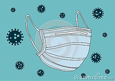 Vector of Surgical mask or For Covid-19 or Corona Virus Pandemic Protection Vector Illustration