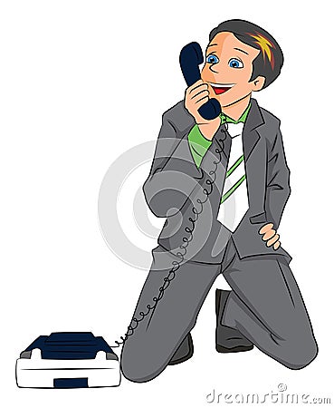 Vector of surprised businessman holding telephone receiver Vector Illustration