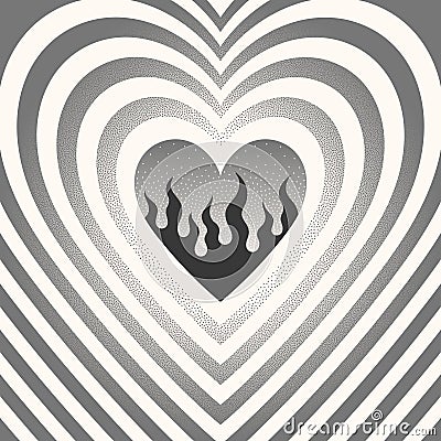 Vector surreal illustration with heart and flame Vector Illustration