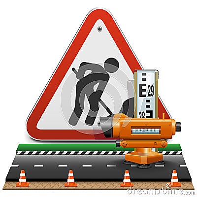 Vector Surveying Concept with Sign Vector Illustration