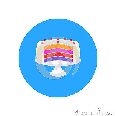 Vector sweet cake with strawberries on a plate Vector Illustration