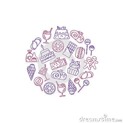 Vector sweets icons illustration Vector Illustration