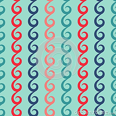 Vector swirls seamless pattern in retro colors Vector Illustration