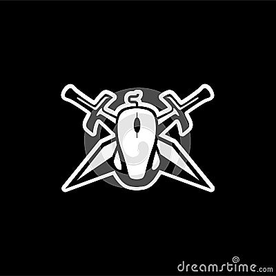Vector swords and the computer mouse, which functions as a shield Stock Photo