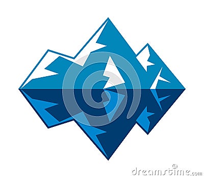 Vector symbol of arctic winter ice mountain, iceberg Vector Illustration