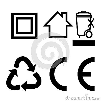 Simple Vector Symbol at Charger, Adaptor, Power Converter, Battery and other related, indoor use, double protection, do not litter Vector Illustration