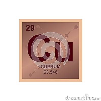 Vector symbol of copper on the background from connected molecules Vector Illustration
