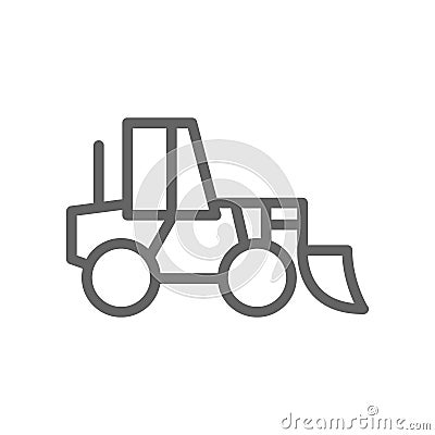 Simple wheel loader line icon. Symbol and sign vector illustration design. Editable Stroke. Isolated on white background Vector Illustration